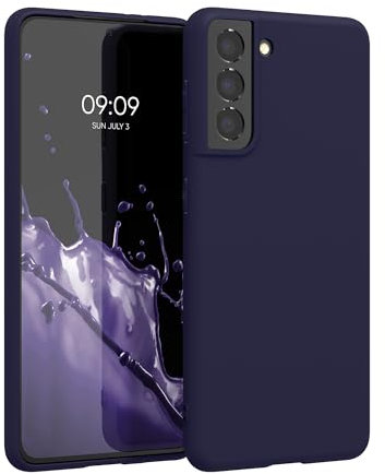 kwmobile Hülle kompatibel mit Samsung Galaxy S21 Hülle - weiches TPU Silikon Case - Cover geeignet für kabelloses Laden - Deep Ocean