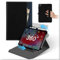 Funda para iPad Pro 12,9 Pulgadas 6ª/5ª/4ª Generación (2022/2021/2020), Carcasa Cuero 360°Soporte Giratorio y Desmontable con Portalápices & Bolsillo,Tablet Case Tapa Auto Sueño/Estela Negro Azul
