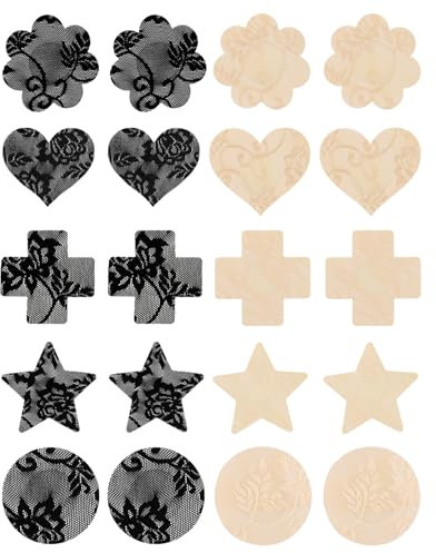 UYRVAPE 10 Paires Cache-Téton Invisibles Cache Tetons Femme Reutilisable Auto-adhésif Nipple Respirant Cover Invisible Mamelon Pasties Bande Mammaire Auto-adhésive