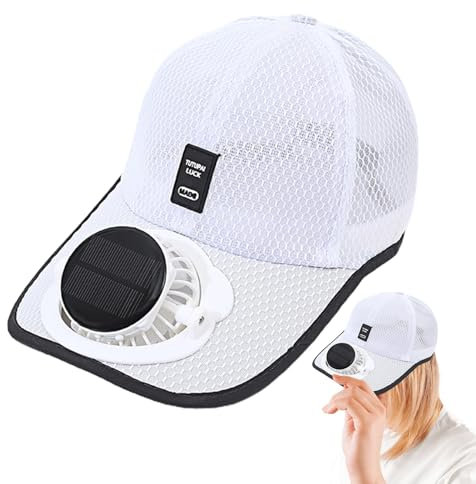 Berretto da Baseball con Ventola Solare, Cappello Ventilatore Solare, Cappelli Parasole Traspiranti con Ventilatore, Cappello Estivo in Rete con Protezione UV Unisex, Cappello Sole con Ventilatore