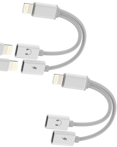 Adaptador Jack doble Lightning auriculares Cargador (2 Pack)accesorios Cable Aux para Apple Cable audio auriculares Adaptador para iPad para iPhone 14 13 12 Pro Carga headphone radio conector IP-BFX