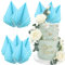 Ephlyn 6Pcs Paper Palm Fan Cake Topper Palm Leaf Fan Cake Pick Decoration for Insert DIY Craft Project Home Made Wedding Bridal Shower Birthday Anniversary Party Cake Decorations Blue
