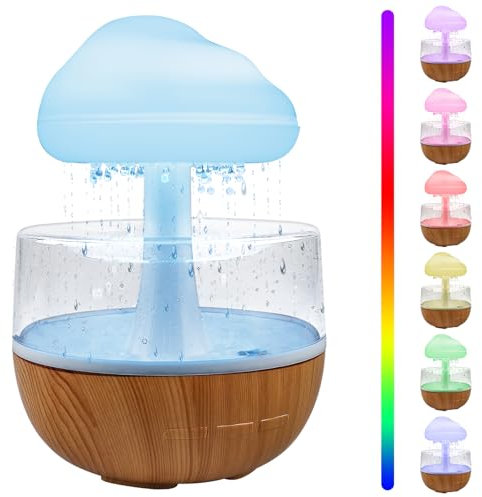 Asfrode Regenwolken Luftbefeuchter mit Nachtlicht, 3 in 1 LED Lichtern Rain Cloud Humidifier Aromatherapie ätherisches Öl Brunnen Wassertropfen Diffuser Schlafzimmer Nachttisch Schreibtisch