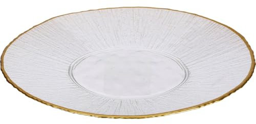 Home & Styling Assiette plate en verre avec bordure dorée Datura 28 cm