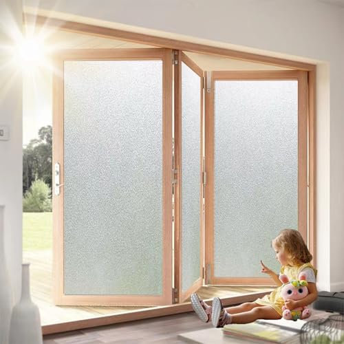 Sichtschutzfolie Selbstklebend 40 x 110 cm, Sicherheits Schutz Splitterschutz, Wasserdicht Realistische, Kein Kleber, Fensteraufkleber, Nicht Klebend, Rein matt