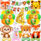 Zaztytoy Waldtiere Geburtstag Deko 4 Jahre Kinder - 28Pcs Tiere Luftballon Set, 3D Gigante Helium Ballons Tiere, Einfach zu Montieren, Geeignet für Party Animals, Zoo Themen Kindergeburtstag Deko
