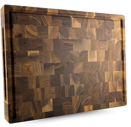 XXL Waldmeister Schneidebrett - Walnuss Hackblock - Holzbrett groß - Tranchierbrett mit Saftrille - Küchenbrett klingenschonend - (50x35cm)
