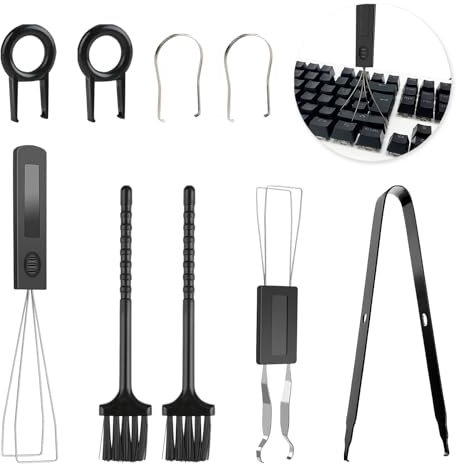 9 Piezas Kit de Extractor de Teclado, Extracción de Teclas, Extractor de Teclas, Incluye Extractores Teclas y Interruptores, Pinzas, Cepillos de Limpieza y Extractor Eje Dual, para DIY y Mantenimiento