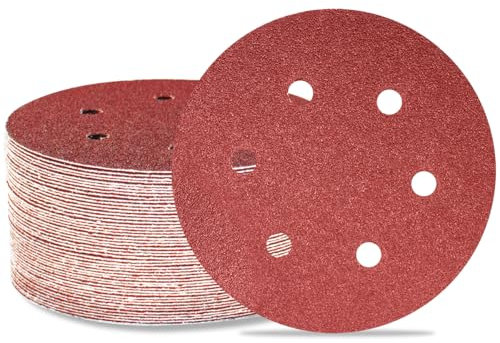 MECCION 150 mm Disques à poncer 50 pièces Plateaux de ponçage 6 pouces 6 trous Papier abrasif à pour ponceuse orbitale aléatoire (Grain 40)
