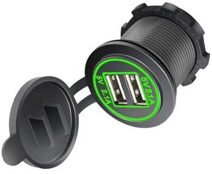 divuukyi Kfz-USB-Ladesteckdose, Doppel-USB-Steckdose, USB-Steckdose mit Kappen, Ringen, Licht, USB-Anschluss für Marine