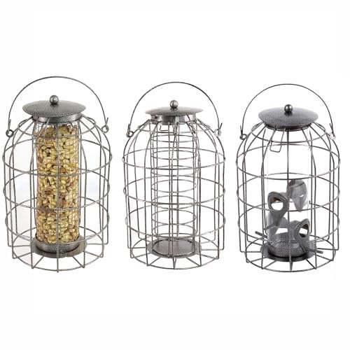 Set of 3 Metal Hanging Bird Feeders with Steel Hooks, Fat Ball & Tube Feeders, Dense and Coarse Mesh for Seed Blends – Ideal for Garden, Backyard, and Lawn