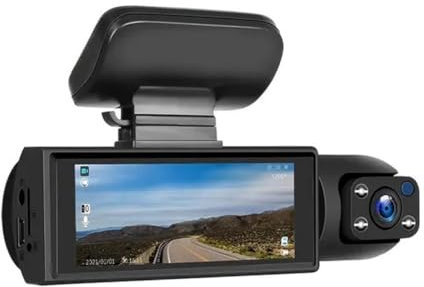 Caméra WiFi 1080p double objectif avec carte 32G, caméra de tableau de bord pour voiture avant et intérieur, vision nocturne enregistrement de nuit, caméra infrarouge en boucle de voiture