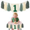 Handgefertigtes Boho-Hochstuhl-Banner zum 1. Geburtstag, blaue Quasten-Girlande für Jungen, Kuchen-Smash-Hintergrund, Babyparty-Dekor mit Holzperlen, wiederverwendbar, Foto-Requisite, waschbar