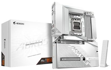 GIGABYTE B850 AORUS STEALTH ICE AMD AM5 Motherboard, ATX, DDR5, 4x M.2, PCIe 5.0, USB-C, WIFI7, 5GbE LAN, EZ-Latch,