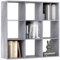 HOMCOM 3 Tier Bookshelf, Modern Cube Bookcase with 9 Open Storage Compartments, Freestanding Display Storage Unit for Living Room, Bedroom, Study, Marble Grey
