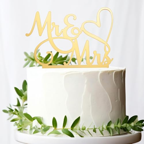 1 Stück Cake Topper Hochzeit, Mr & Mrs Tortendeko Hochzeit, Mr & Mrs DekoHochzeit Mit Feinem Glanz, Hochzeitsdeko, für Hochzeitstorte, Jahrestag, Geburtstag, Verlobung