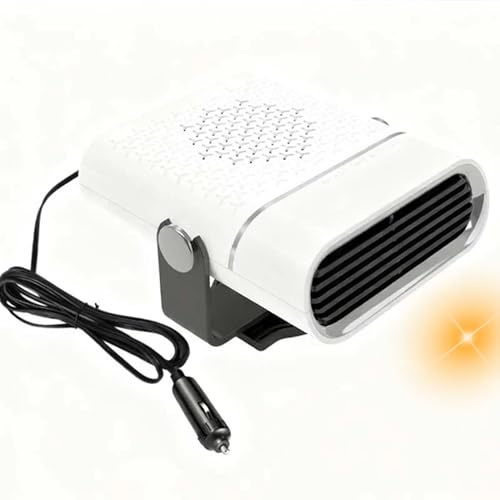 Car Heater, 12v Heater, Windshield Defroster And Defogger 2 In 1 Fast Heating/Cooling Automobile Demister Vehicle Fan Suitable For All Car (White, 24V)