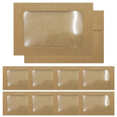 WYAN 10 pezzi Buste in carta kraft, Busta con Finestra, Busta marrone, 15.5 x 10.4 cm Buste per Inviti, Biglietti d'auguri, Biglietti di Ringraziamento, biglietti di compleanno