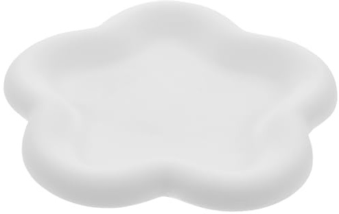 Housoutil Vide-Poches Décoratif en Plâtre Blanc Petit Plat à Bijoux Multifonction pour Bagues Colliers et Accessoires Plateau de Rangement Élégant pour Bureau Coiffeuse et Entrée