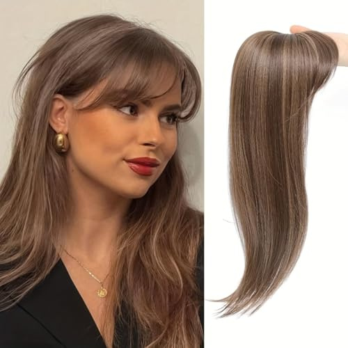 RUNRAYAY Haarteil, 360° 3D-Haarteil für Frauen mit dünnem Haar, 45 cm lange Strähnen zum Einclipsen, Mittelscheitel-Pony, Blond 22H10#