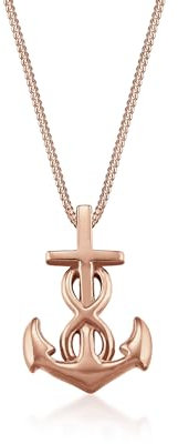 Elli Halskette Silber 925 Rosé 18K Vergoldet Anker Infinity Anhänger Kette Damen Schmuck Geschenke für Frauen Mädchen Mama Freundin, Liebe Silberkette Länge 45 cm