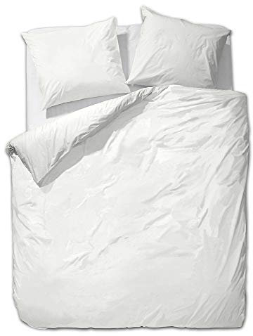 ETÉREA Mako Satin Bettwäsche 135x200cm + 80x80cm - Ganzjahresbettwäsche Bettbezug Unifarben - Bettwäsche Set mit Kissen 135x200cm Bettbezug + 80x80cm Kissenbezug Mako Satin 100% Baumwolle - Wollweiß