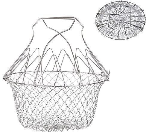 Xrten Panier à Frire, Panier a Salade Tamis Cuisine Inoxydable Fry Extensible Chef Panier Cuisine