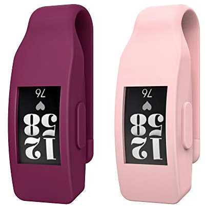 MoKo Clip Custodia Protettiva Compatibile con Fitbit Inspire/Inspire HR in Silicone Morbido con Gancio in Acciaio, Accessori Cover per Smartwatch Fitbit Inspire (Non per Inspire 2) - Rosa, Viola