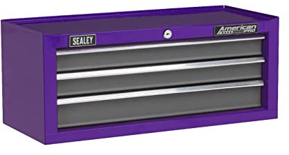 Sealey American PRO® 3 Drawer Mid-Box Tool Chest with Ball-Bearing Slides - Purple/Grey - AP22309BBCP