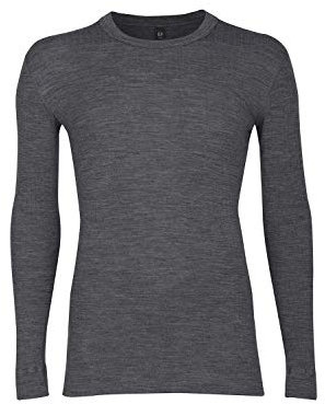Dilling Herren Langarmshirt in Rippstrick aus 100% Bio-Merinowolle Dunkelgraumeliert XL