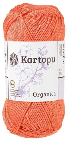 Kartopu Organica 50gr Knaul- Baumwollgarn, – Häkelgarn aus feinster ägyptische Baumwolle (Grundpreis 4,90 für 100gr) (1212 dunkelorange)
