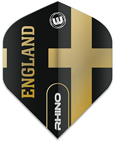 WINMAU Rhino England Schwarz und Gold Flights - 1 Satz pro Packung (Insgesamt 3 Flüge)