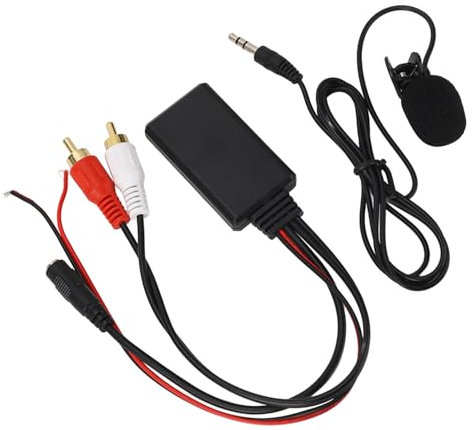 Kuuleyn Auto Bluetooth AUX-Modul, Bluetooth AUX Modul 2 Cinch-Kabeladapter mit Freisprechmikrofon Für Universalauto