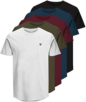 Jack & Jones Herren Jprblabrody Tee Crew Neck 5pk MP T Shirt, Navy Blazer, S EU
