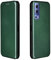 AHUOZ Étui à rabat pour téléphone portable Vivo Y72 5G - Coque hybride en fibre de carbone PU et polyuréthane thermoplastique - Protection complète