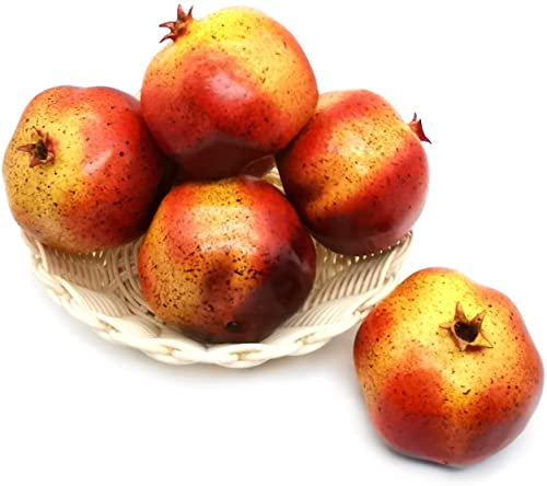 Ulalaza 6 piezas de fruta falsa granada realista, modelo decorativo para hogar, cocina, fiesta y escritorio