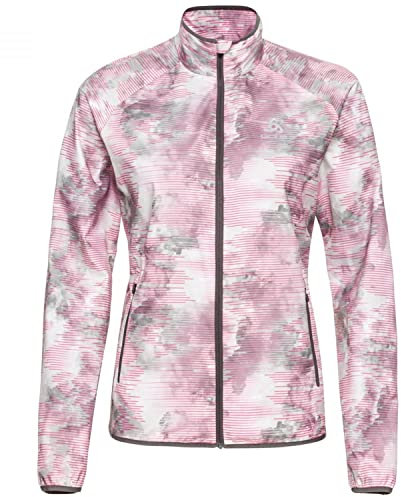 Odlo Damen Laufjacke ESSENTIAL PRINT, odlo concrete grey - festival fuchsia, L