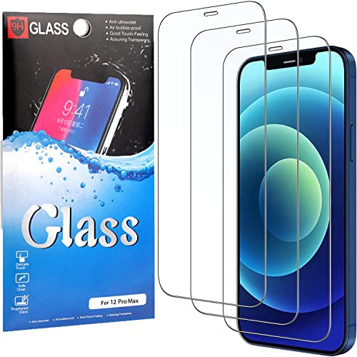 Bokadzi [3 Pack Vollbild-Schutzglas für iPhone 12 Pro Max(6,7 Zoll), kristallklarer Schutz Premium 9H gehärtetes Glas, kratzfestes Gehäuse