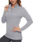 TACVASEN Damen UV Schutz Shirt Langarm Sportoberteil Schnelltrocknend Surftop Badeshirt Reißverschluss (L, Hellgrau)