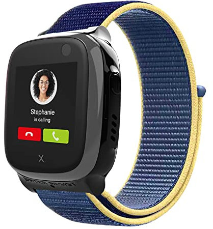 Snyeest Nylon Armbänder kompatibel mit Xplora X5 Armband,Kids Smartwatch Klettverschluss Mädchen Jungen Verstellbare Geflochtenes Ersatz Armbänder für X5 Play/XGO 2/XGO 3, Gelb Blau