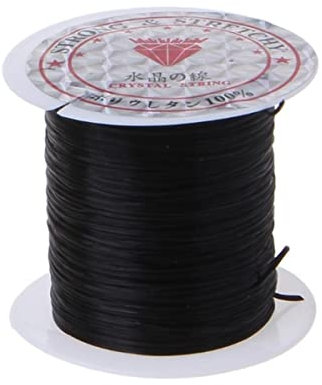 GXTBPCR Cordoncino Elastico in Poliestere Elasticizzato per Perline Trasparente per la creazione di Gioielli-Nero