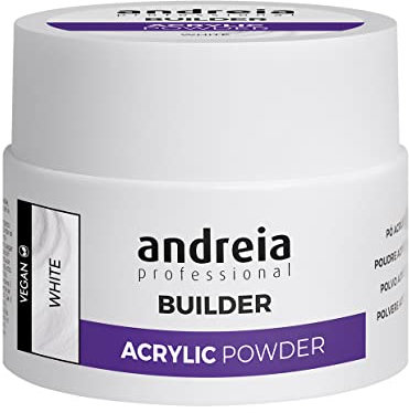 Andreia Professional Acrylic Builder Powder for Nail Extensions - Self Levelling, Durable, Long Lasting - Salon Quality - White 35g