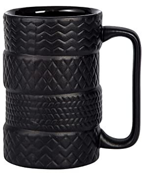 Hosoncovy Creative Tire Shaped Ceramic Mug Ceramic Wheel Coffee Mug Drink Mug Coffee Cup Drink Cup 3D Mug Gift Mug 500ML Capacity (A)