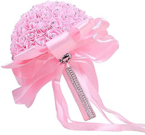 Herbests Brautstrauß Blumen Rosen Blumen Strass Blumensträusse Gefälschte Blumen Koreanischen Stil künstlicher Rosenstrauß Bouquet Deko Braut Hochzeitsblumenstrauß Rosenstrauß Dekoration,Rosa