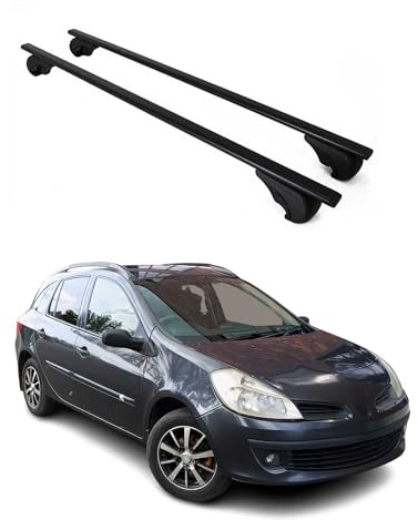 OMAC Dachträger für Renault Clio Grandtour 2005-2019 Stahl 2 Stangen Silber | Abschließbar, bis 75 kg Traglast, Querträger, Grundträger