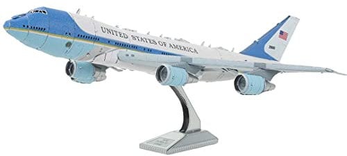 Fascinations ME1001 Metal Earth Metallbausätze - Flugzeug Boeing 747 Air Force One, lasergeschnittener 3D-Konstruktionsbausatz, 3D Metall Puzzle, DIY Modellbausatz mit 2.75 Metallplatinen, ab 14 Jahre