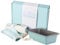 The Great British Bake Off Baking Gifts, inc. Official Bake Off Apron for Women & Men, Loaf Tin, Carbon Steel Bakeware & 100% Cotton Textiles in Signature Duck Egg Blue, GBBO Logos on Both pcs