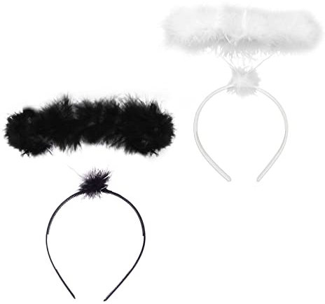 TSHAOUN 2 Stück Ange Halo Engel Stirnbänder Feder Halo Halloween Engel Kostüm Feder Halo Stirnband perfektes Accessoire für Halloween Weihnachten Karneval Kostüm