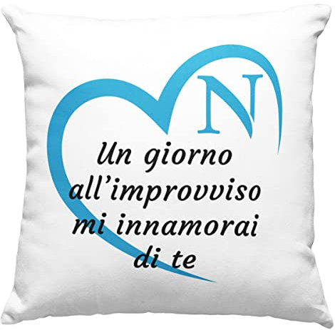 Napoli federa per cuscino regalo Tifoso originale Idee Regali per lui e per lei pillow bianco sportivo calcio uomo donna - senza Imbottitura (40_x_40_cm, Bianco)
