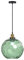 HJXDtech Industrielle Vintage Pendelleuchte mit 20cm Buntem Glaskugel Lampenschirm in Wasserwellen, Antike Bronze E27 Loft Bar Deckenleuchte Hängelampe (Grün)